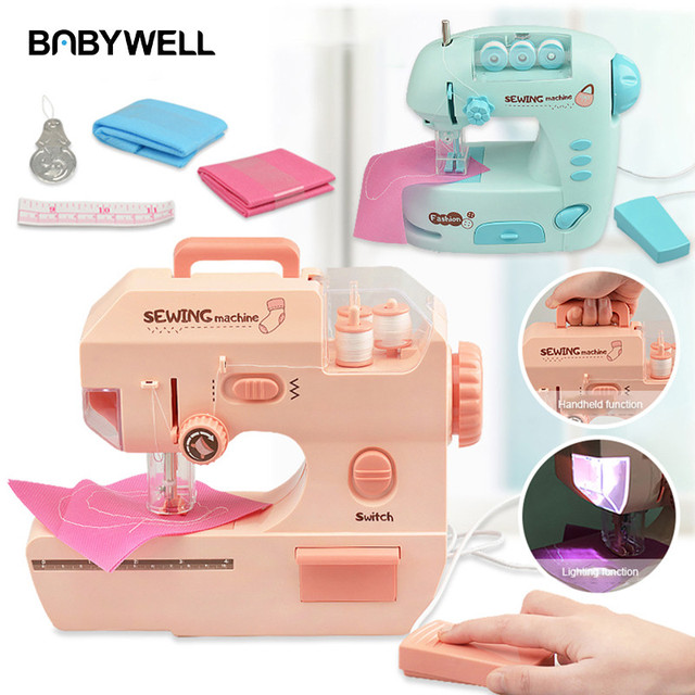 Mini Sewing Machine Toy Portable Hand-held Clothes Sewing Machine DIY Play  House Toy For Children